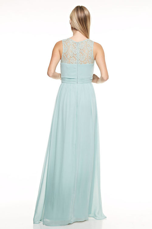 Affordable floor length chiffon Navy Bridesmaid Dress