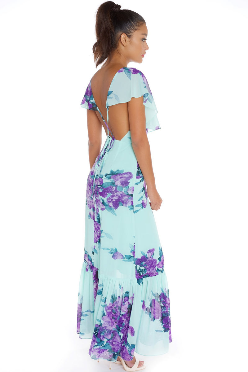 2017 Floral Spring/Summer Turquoise Lavender fields Maxi Bridal Shower Dress