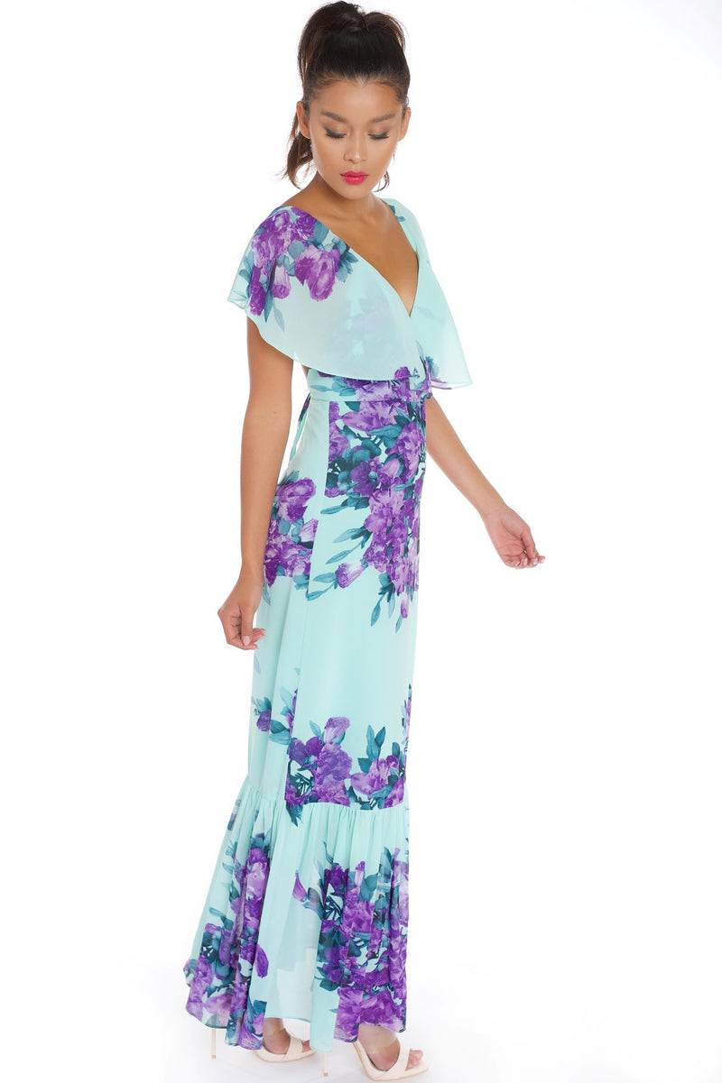 2017 Floral Spring/Summer Turquoise Lavender fields Maxi Bridal Shower Dress