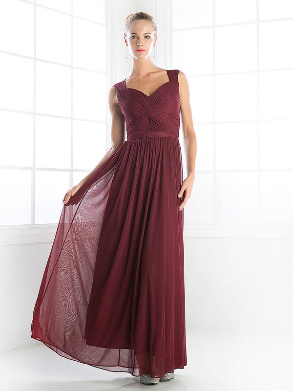 Custom Order Twist Front Ruched Chiffon Floor length Bridesmaid Gown Evening Dress 7 Colors XS - 3XL