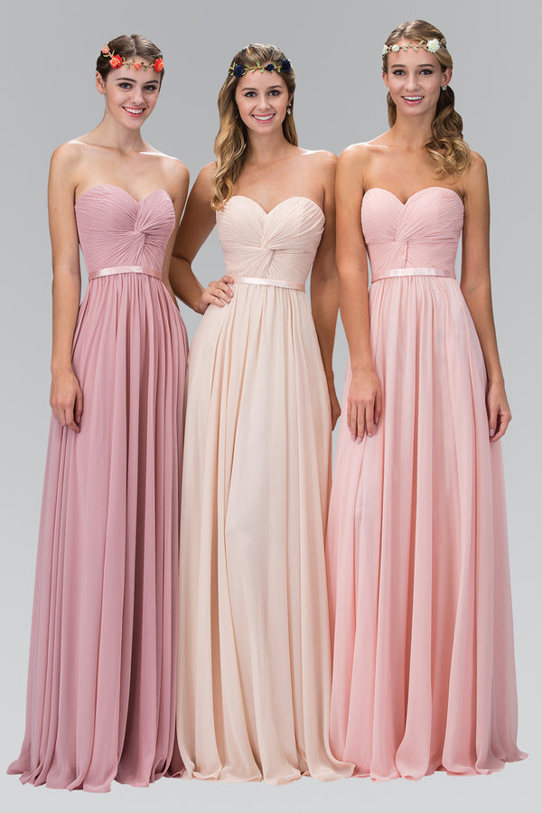 Floor length Twisted Knot front chiffon floor length Bridesmaid Dress 4 Pastel colors